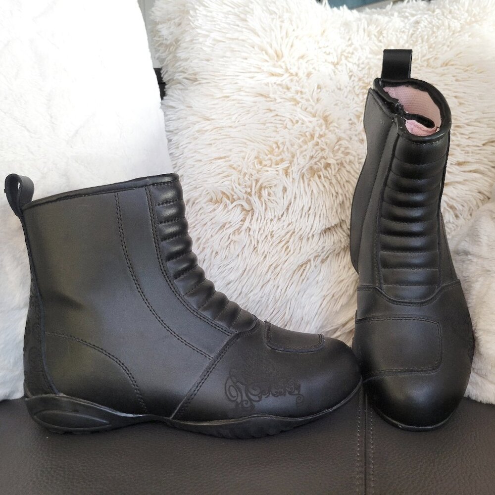 Joe Rocket Trixie Motorcycle Black Biker Women's Waterproof Boots US Size 8